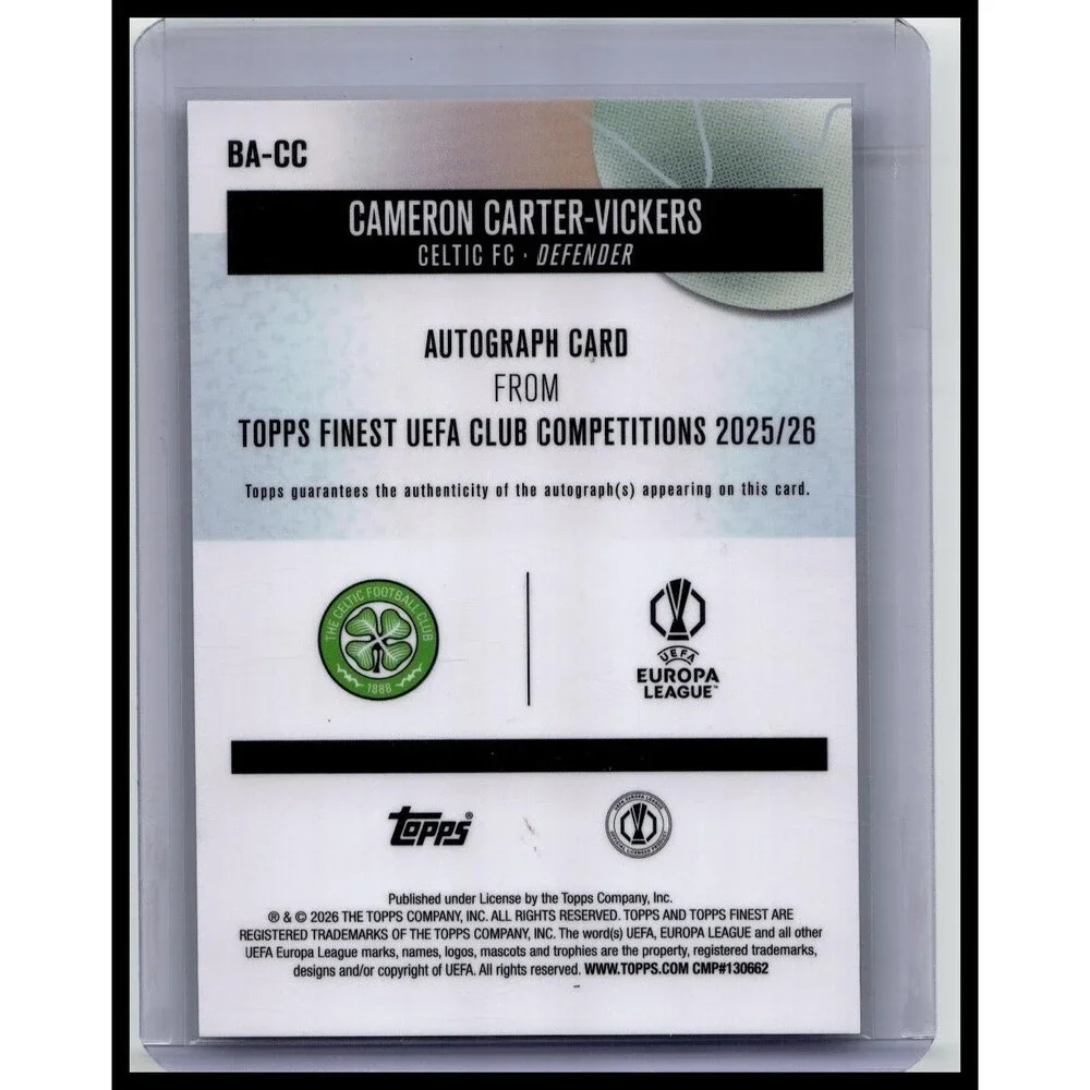 2025-26 Topps UEFA Club Competition Finest Cameron Carter-Vickers Auto #BA-CC